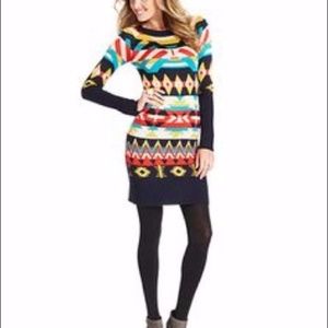 Jessica Simpson Sweater Dress Aztec Red Blue Black